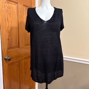 Eileen Fisher Black Organic Linen Knit Top Sz.XL